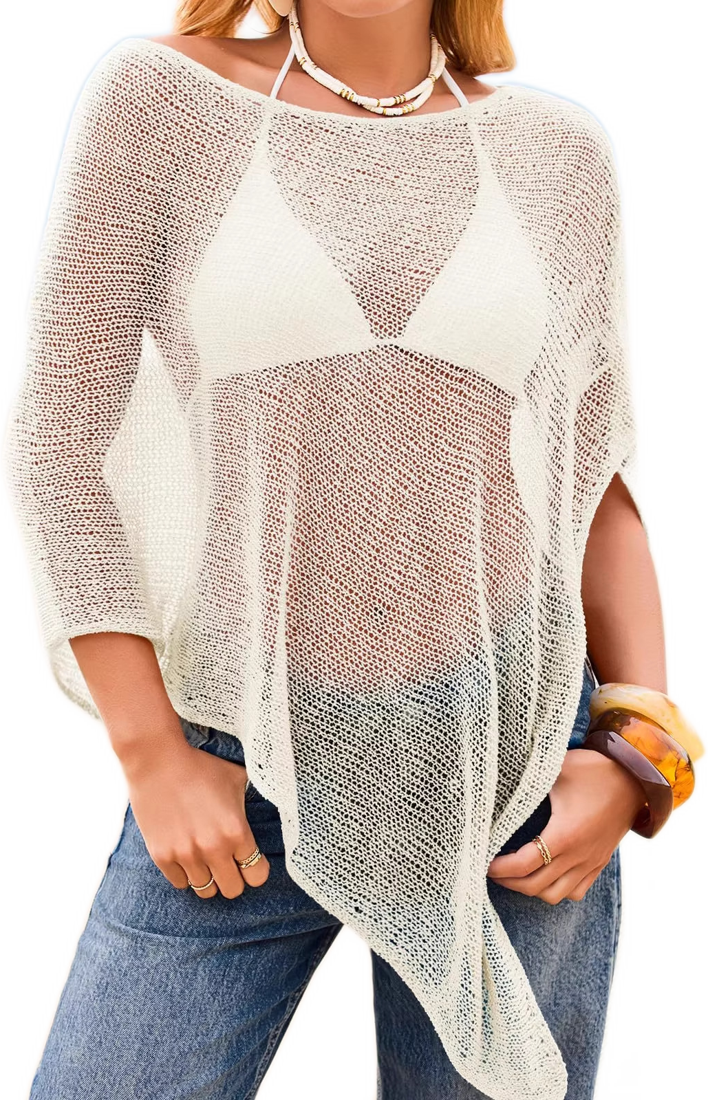 Sheer Asymmetric Beach Shawl