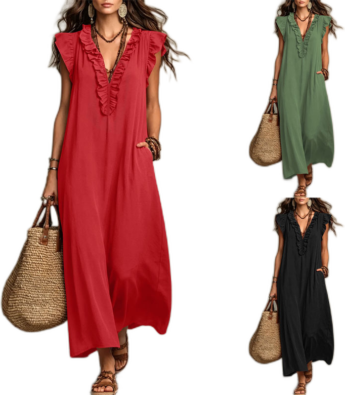Boho Maxi Dress With Pockets